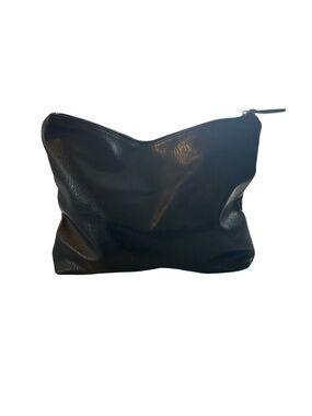 Free People Black Vegan Leather Zip Pouch - Sleek Everyday Clutch